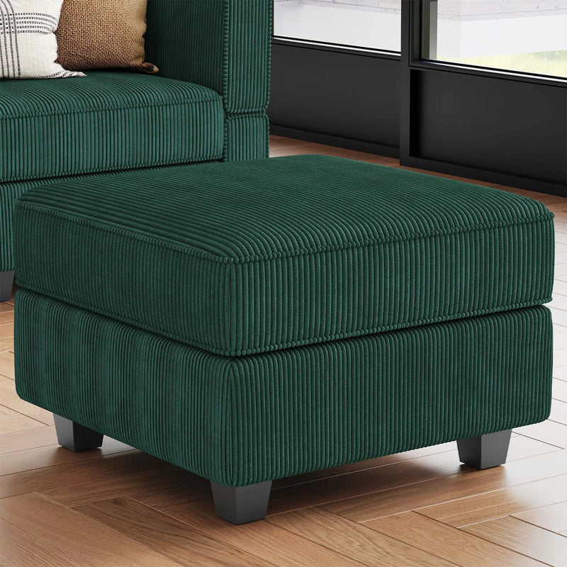 26" Green and Black Corduroy Storage Ottoman Homeroots Living Room