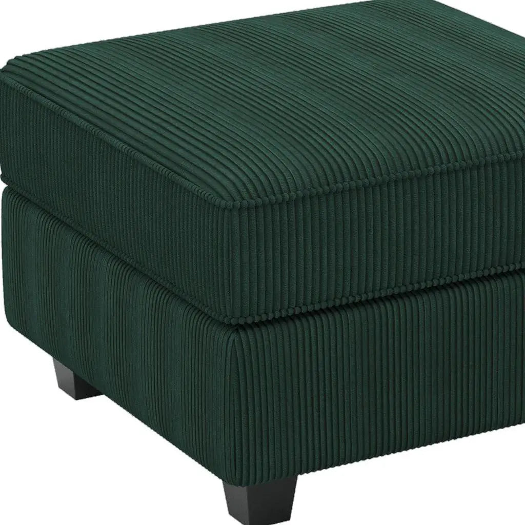 26" Green and Black Corduroy Storage Ottoman Homeroots Living Room