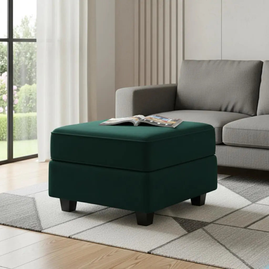 26" Green and Black Microsuede Storage Ottoman Homeroots Living Room