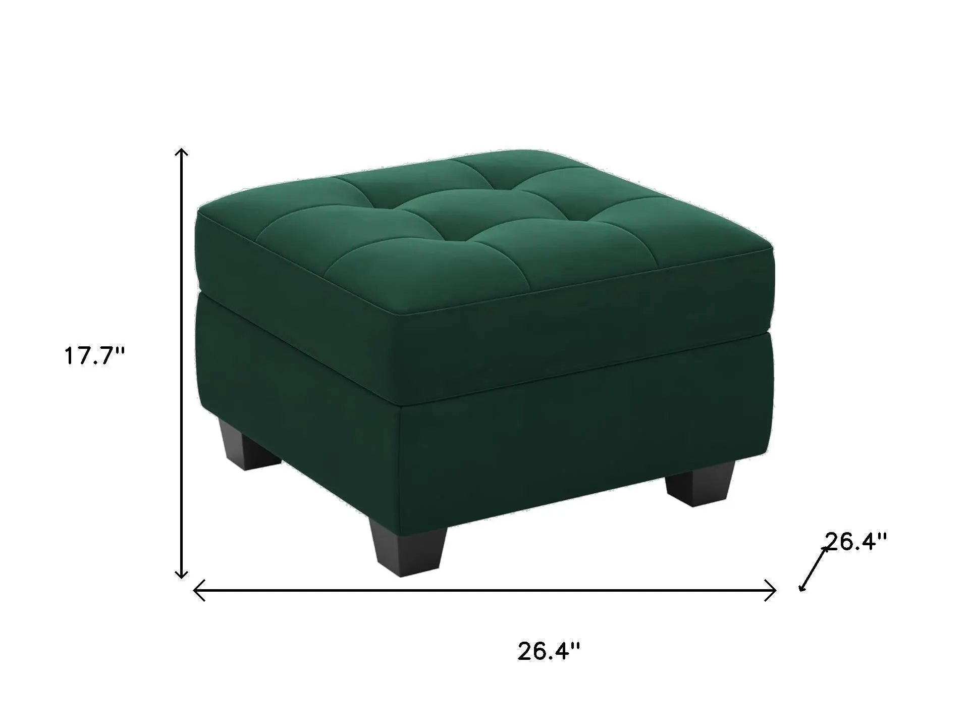26" Green and Black Velvet Tufted Storage Ottoman Homeroots Living Room