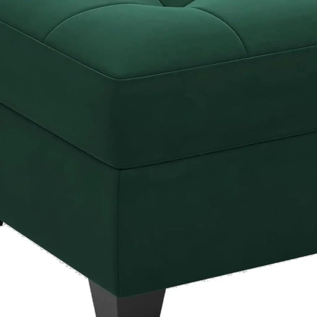 26" Green and Black Velvet Tufted Storage Ottoman Homeroots Living Room