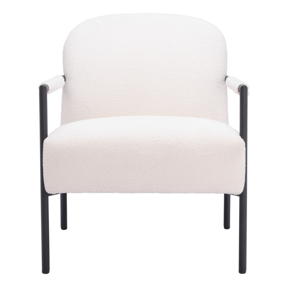 26" Ivory And Black Faux Shearling And Upholstered Arm Chair Homeroots Living Room
