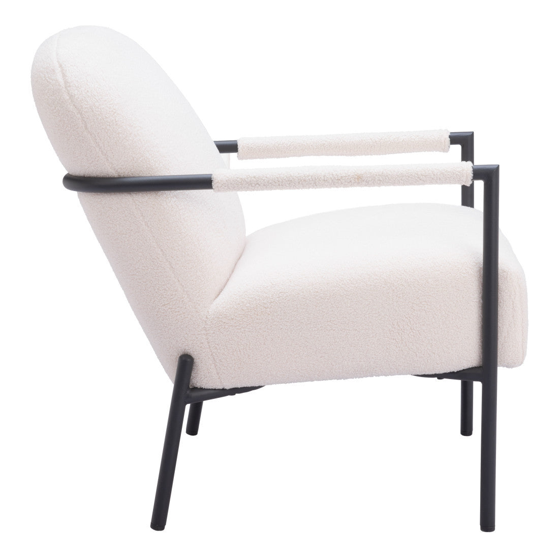 26" Ivory And Black Faux Shearling And Upholstered Arm Chair Homeroots Living Room
