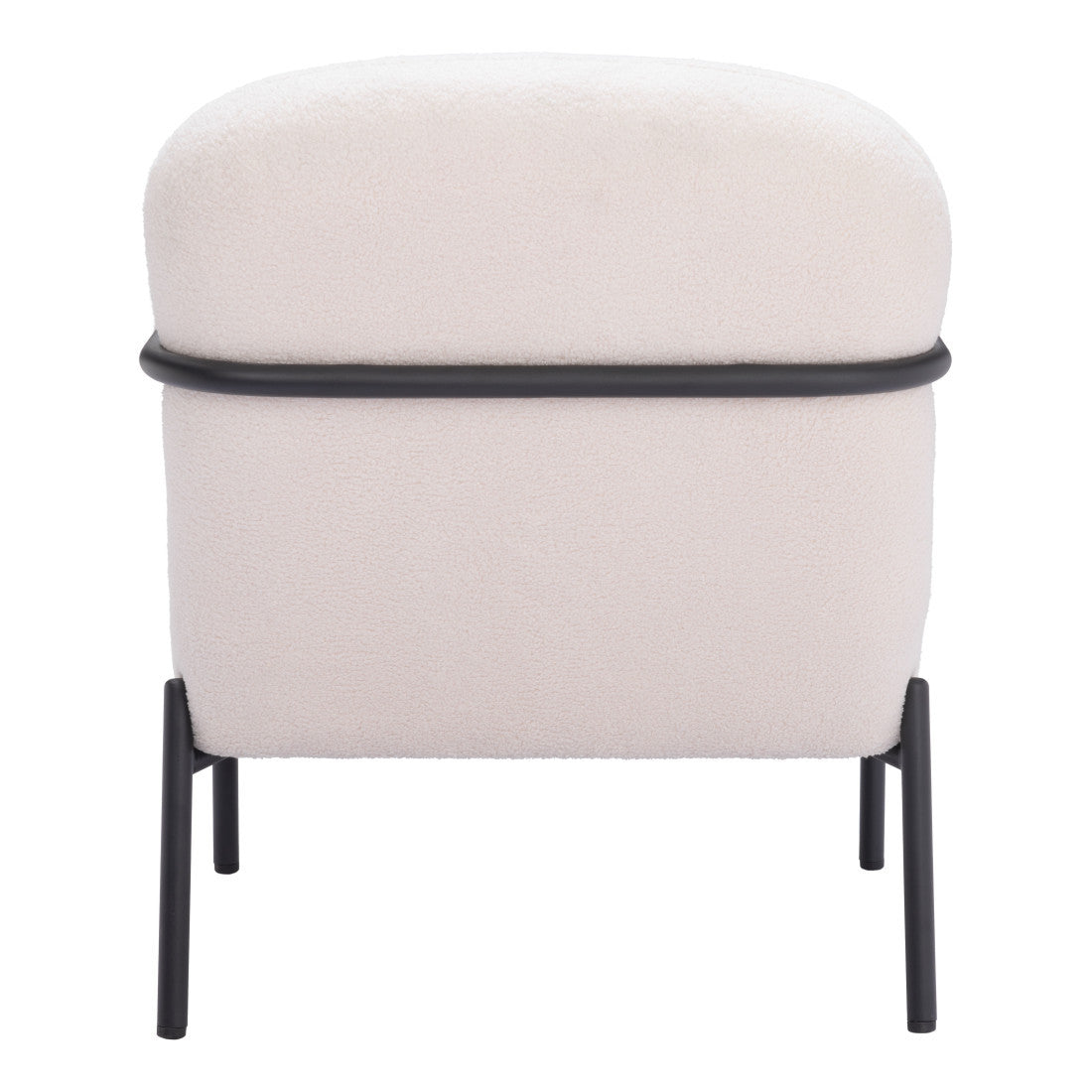 26" Ivory And Black Faux Shearling And Upholstered Arm Chair Homeroots Living Room