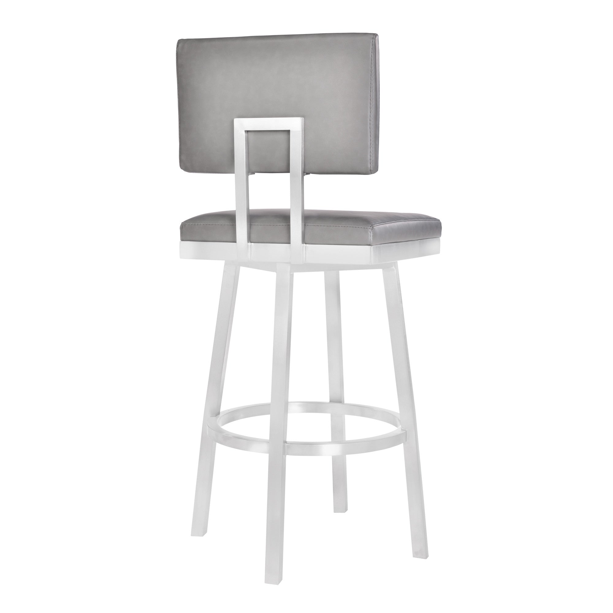 26" Light Gray And Silver Iron Swivel Counter Height Bar Chair - GreatEagleInc