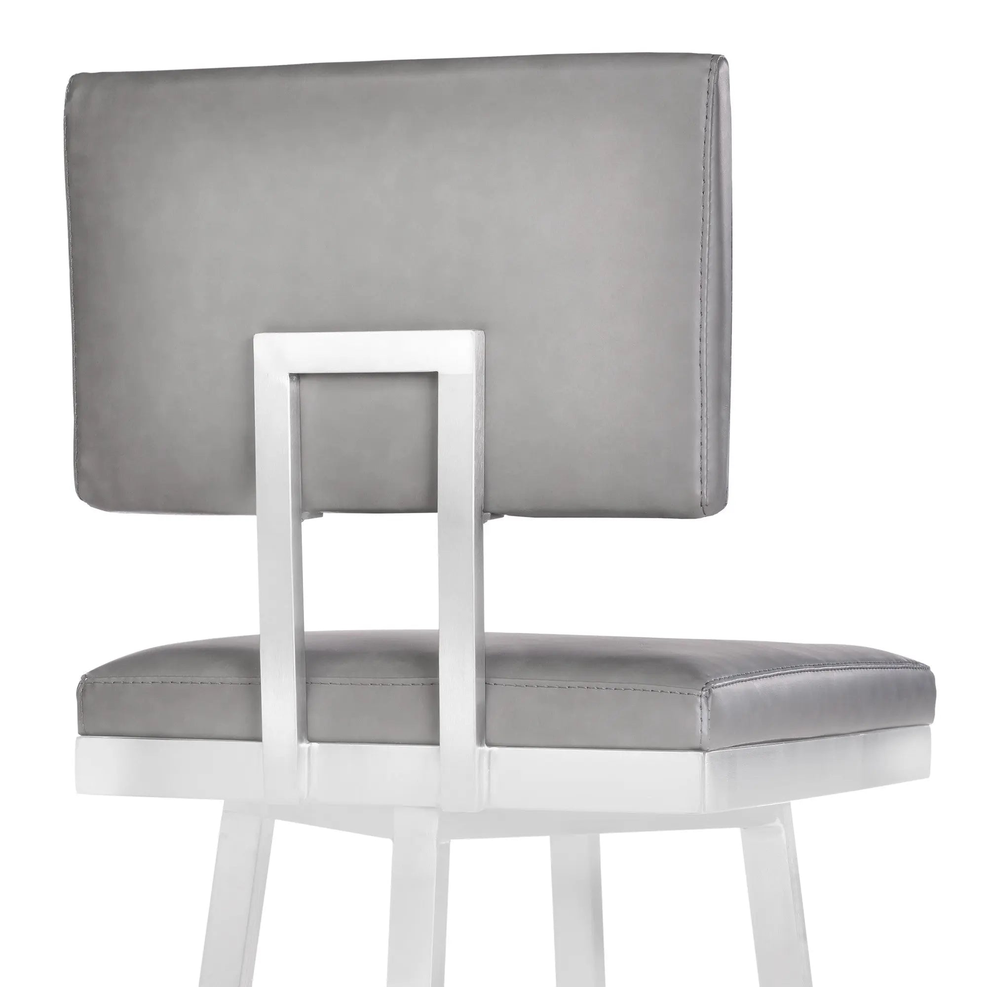 26" Light Gray And Silver Iron Swivel Counter Height Bar Chair - GreatEagleInc