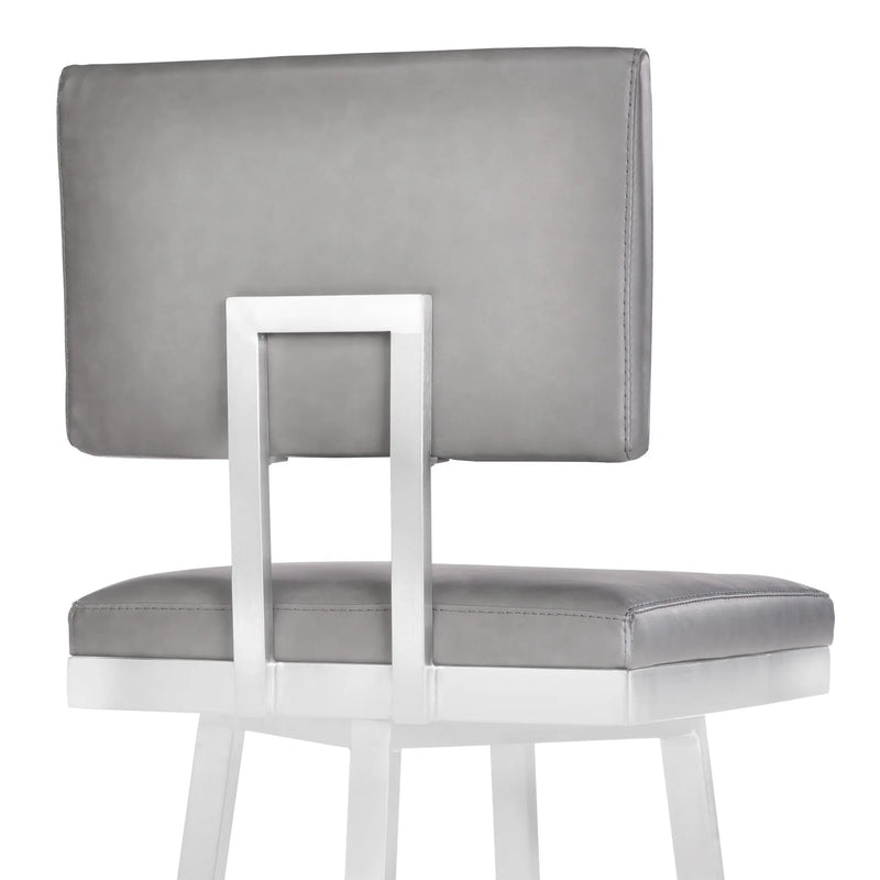 26" Light Gray And Silver Iron Swivel Counter Height Bar Chair - GreatEagleInc