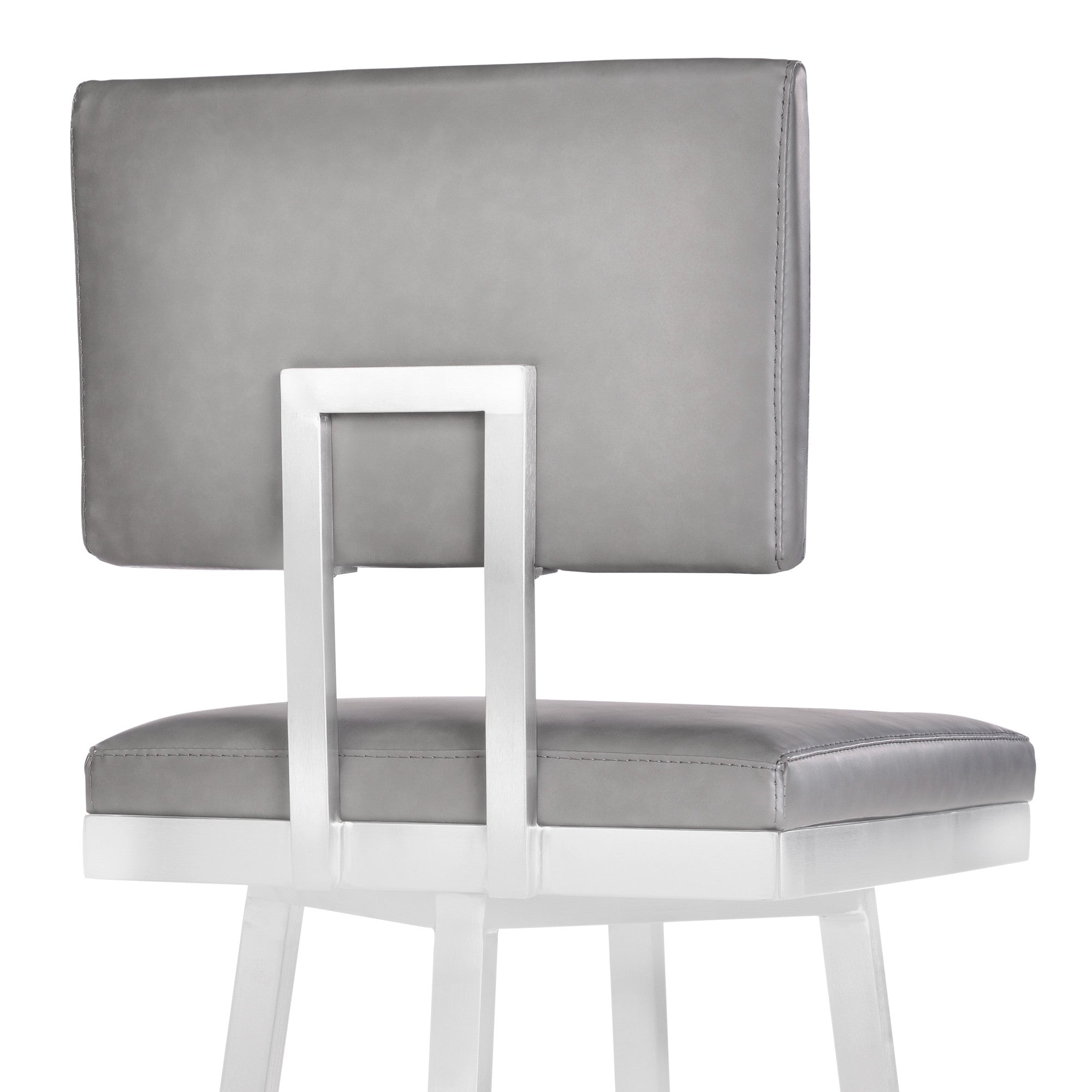 26" Light Gray And Silver Iron Swivel Counter Height Bar Chair - GreatEagleInc
