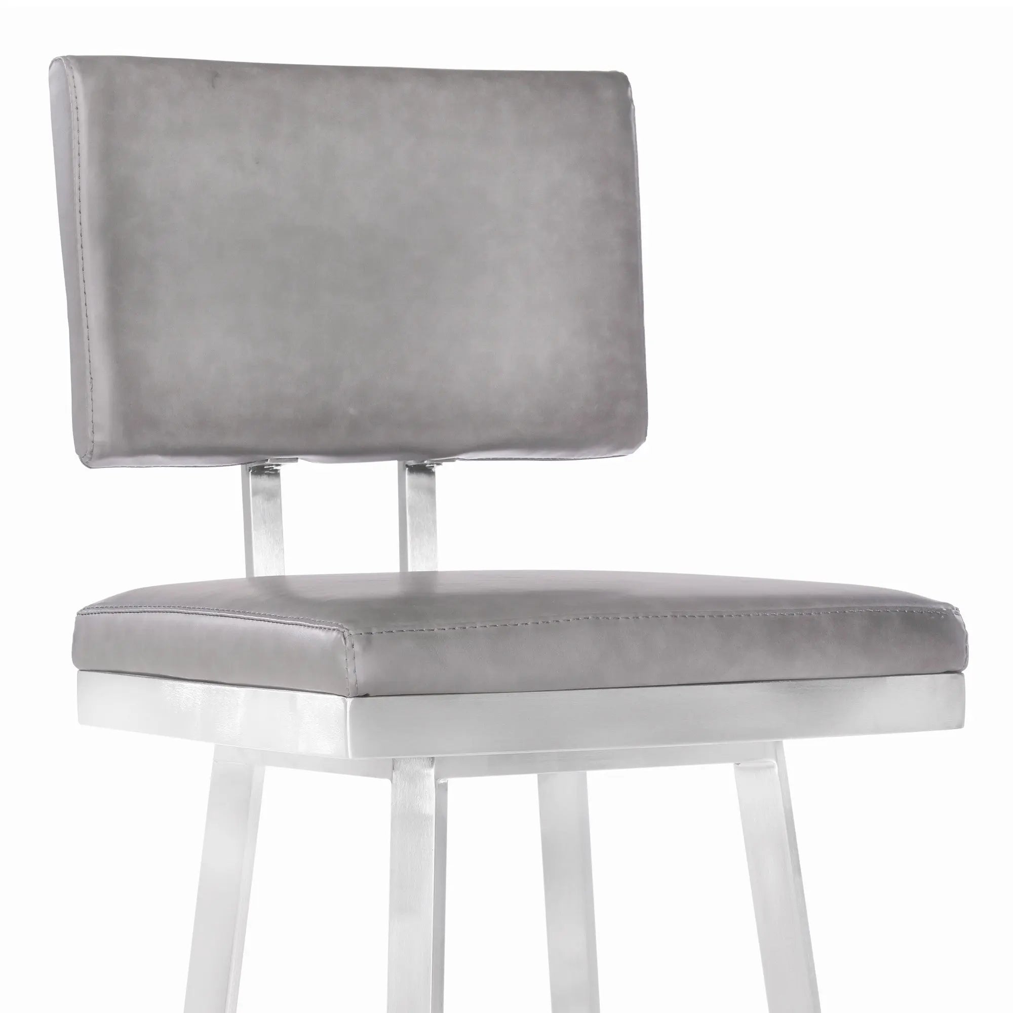 26" Light Gray And Silver Iron Swivel Counter Height Bar Chair - GreatEagleInc