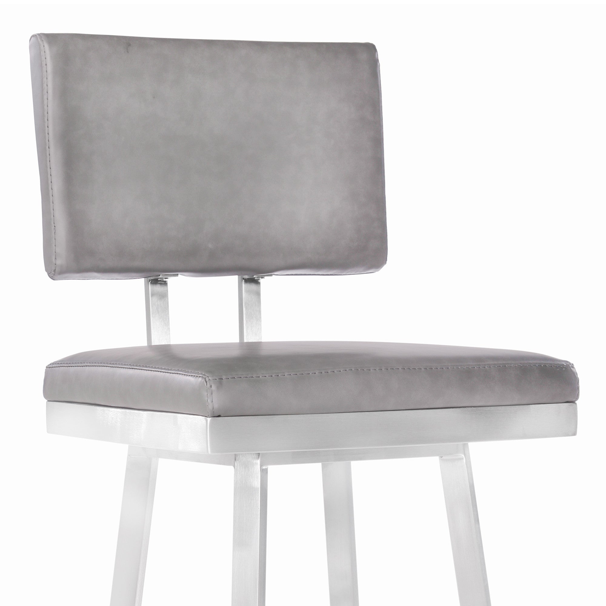 26" Light Gray And Silver Iron Swivel Counter Height Bar Chair - GreatEagleInc