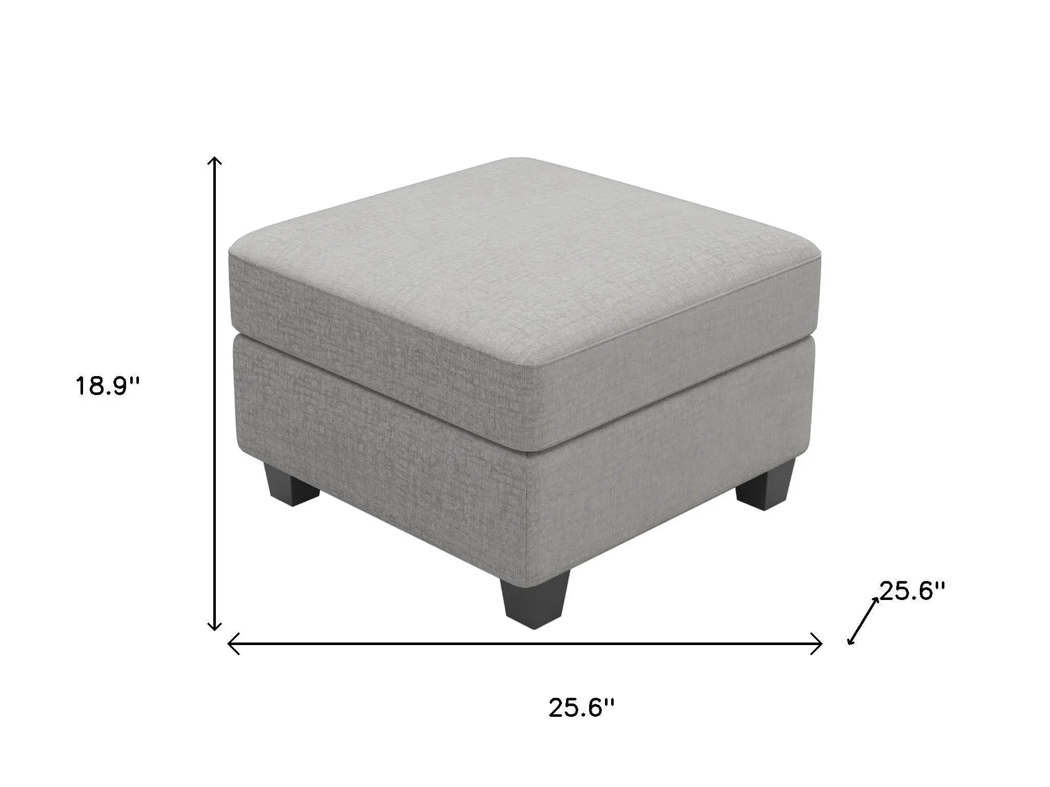 26" Light Gray and Black Chenille Storage Ottoman Homeroots Living Room