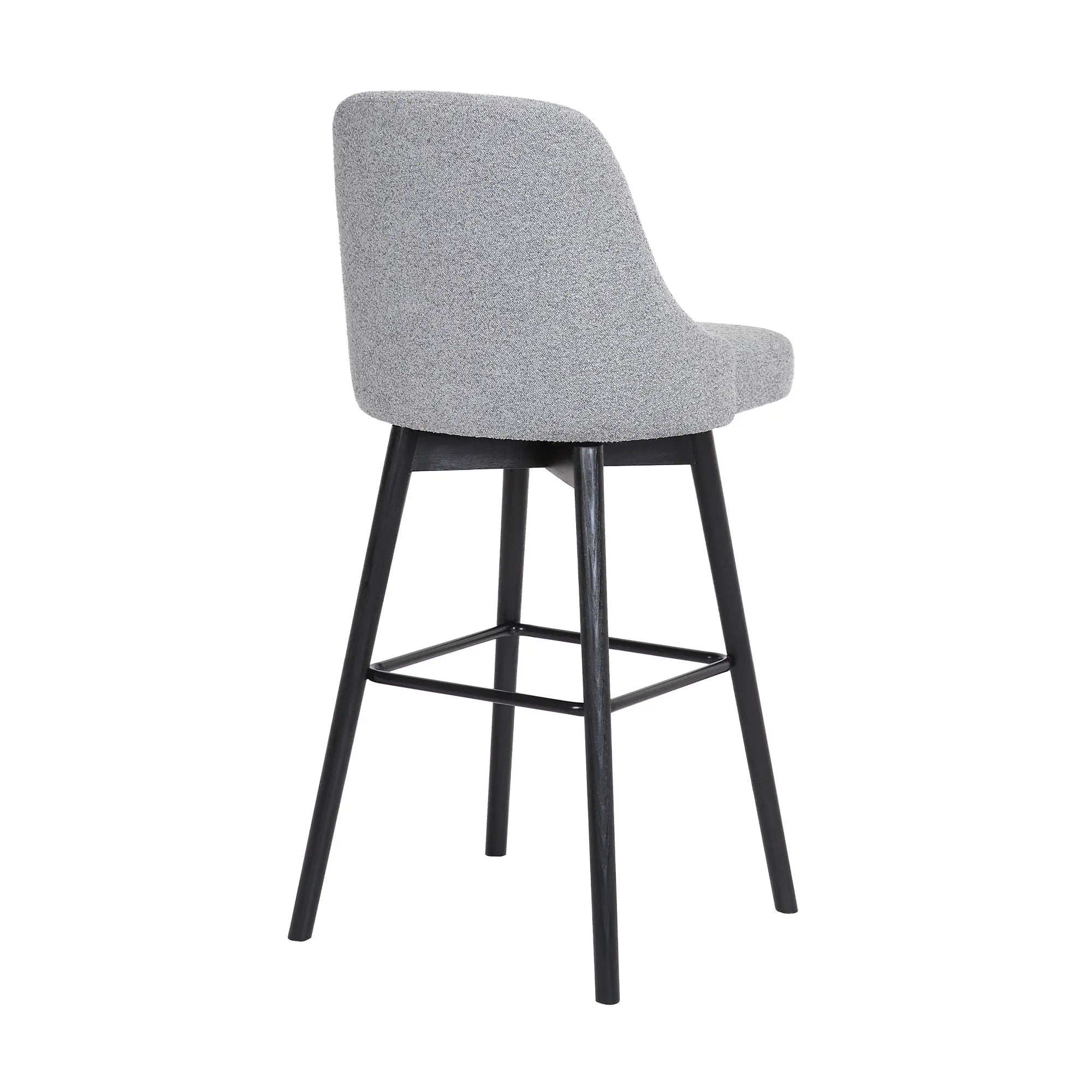 26" Light Gray and Black Fabric with Solid Wood Swivel Counter Height Bar Chair Homeroots Living Room
