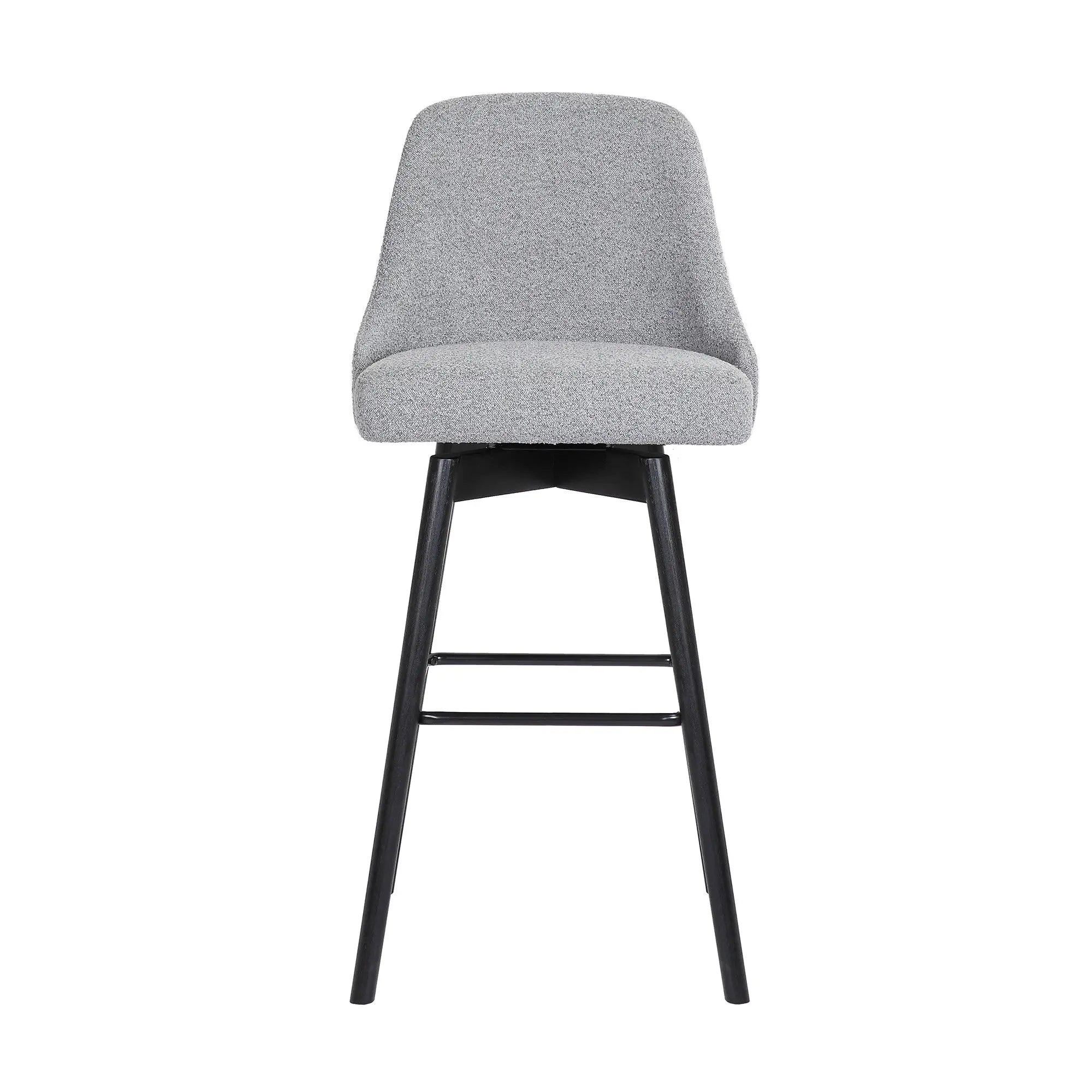26" Light Gray and Black Fabric with Solid Wood Swivel Counter Height Bar Chair Homeroots Living Room