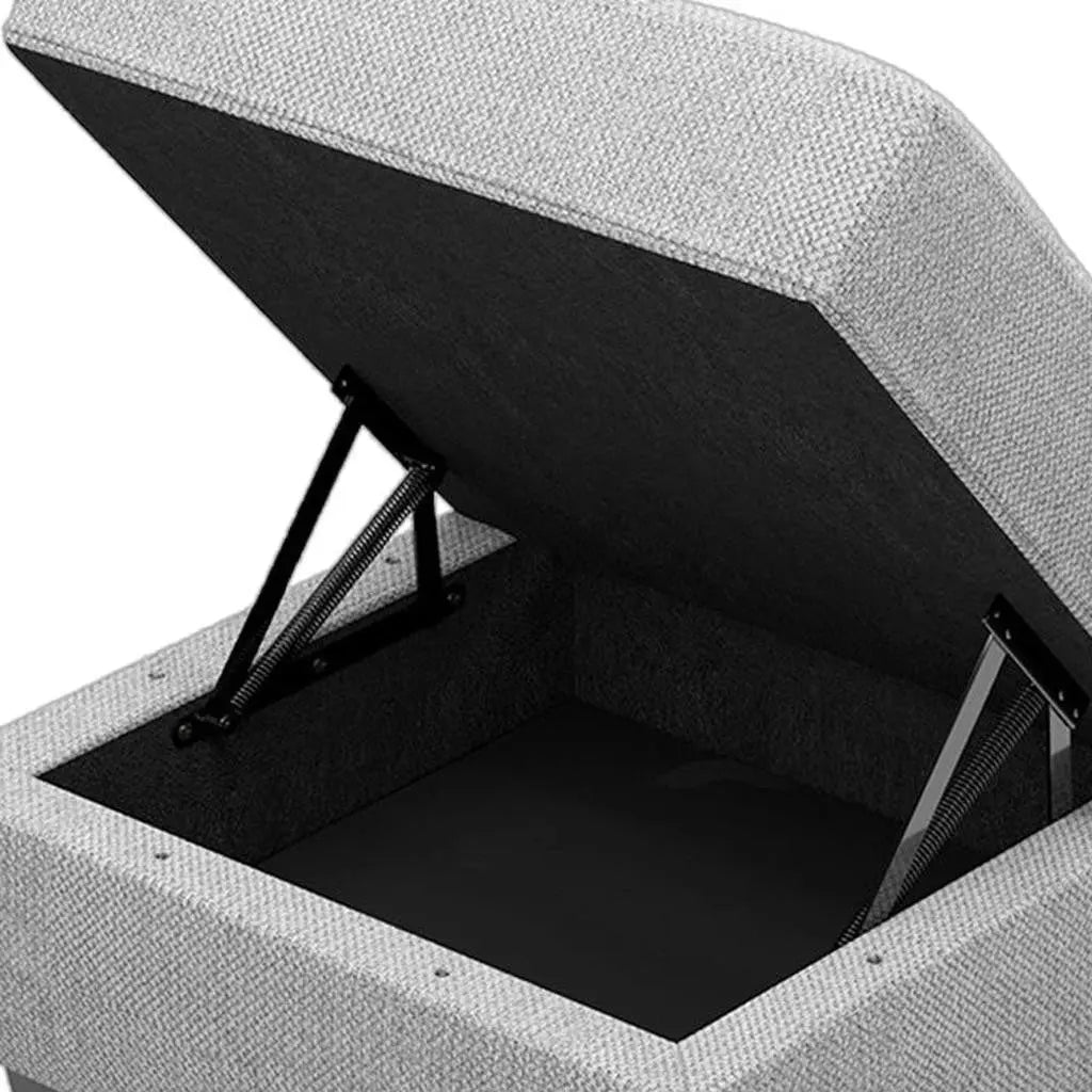 26" Light Gray and Black Linen Tufted Storage Ottoman Homeroots Living Room