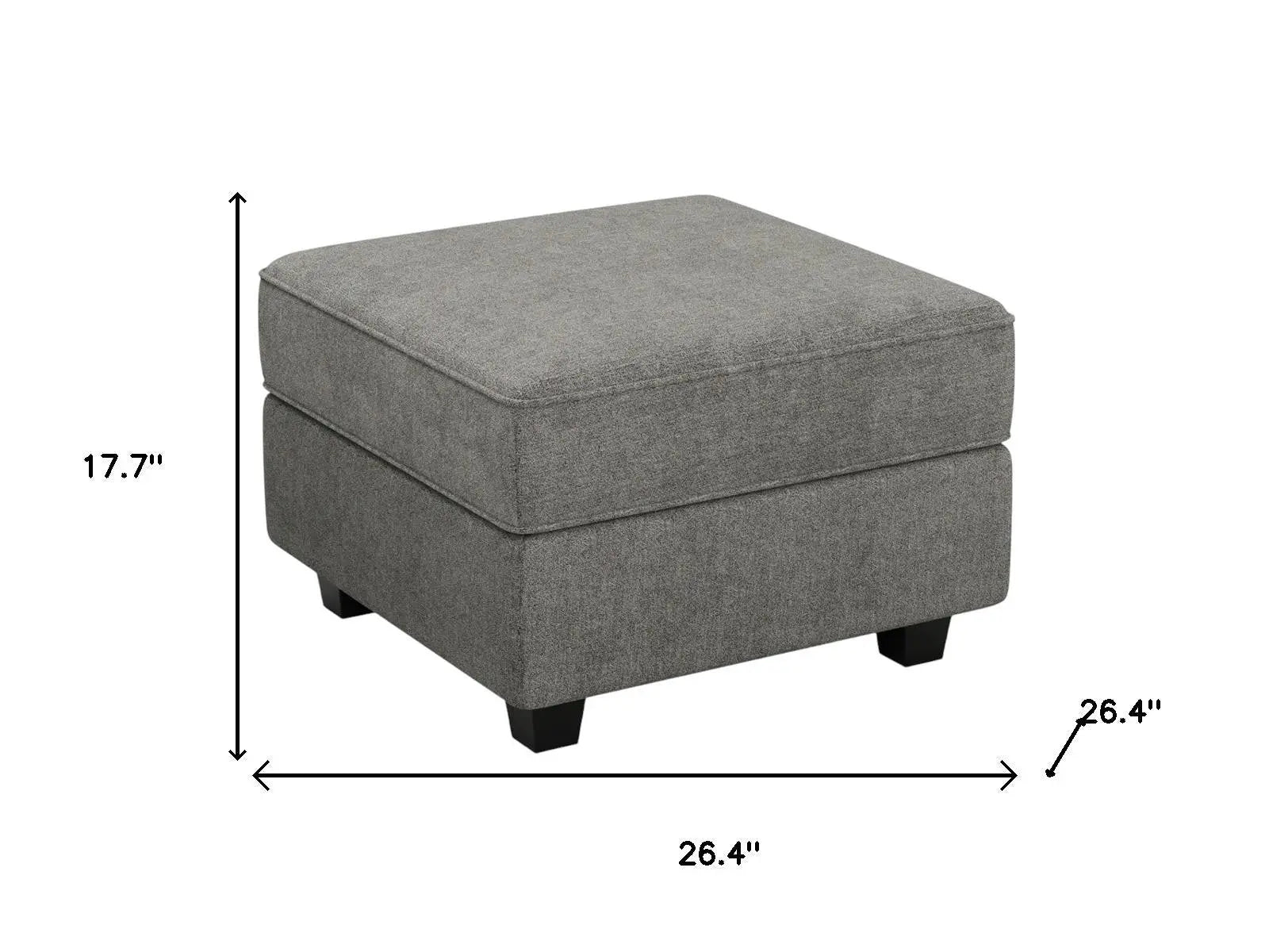 26" Light Gray and Black Velvet Storage Ottoman - GreatEagleInc