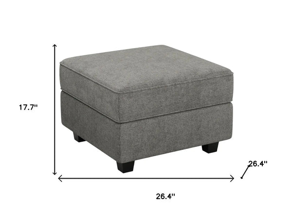 26" Light Gray and Black Velvet Storage Ottoman - GreatEagleInc