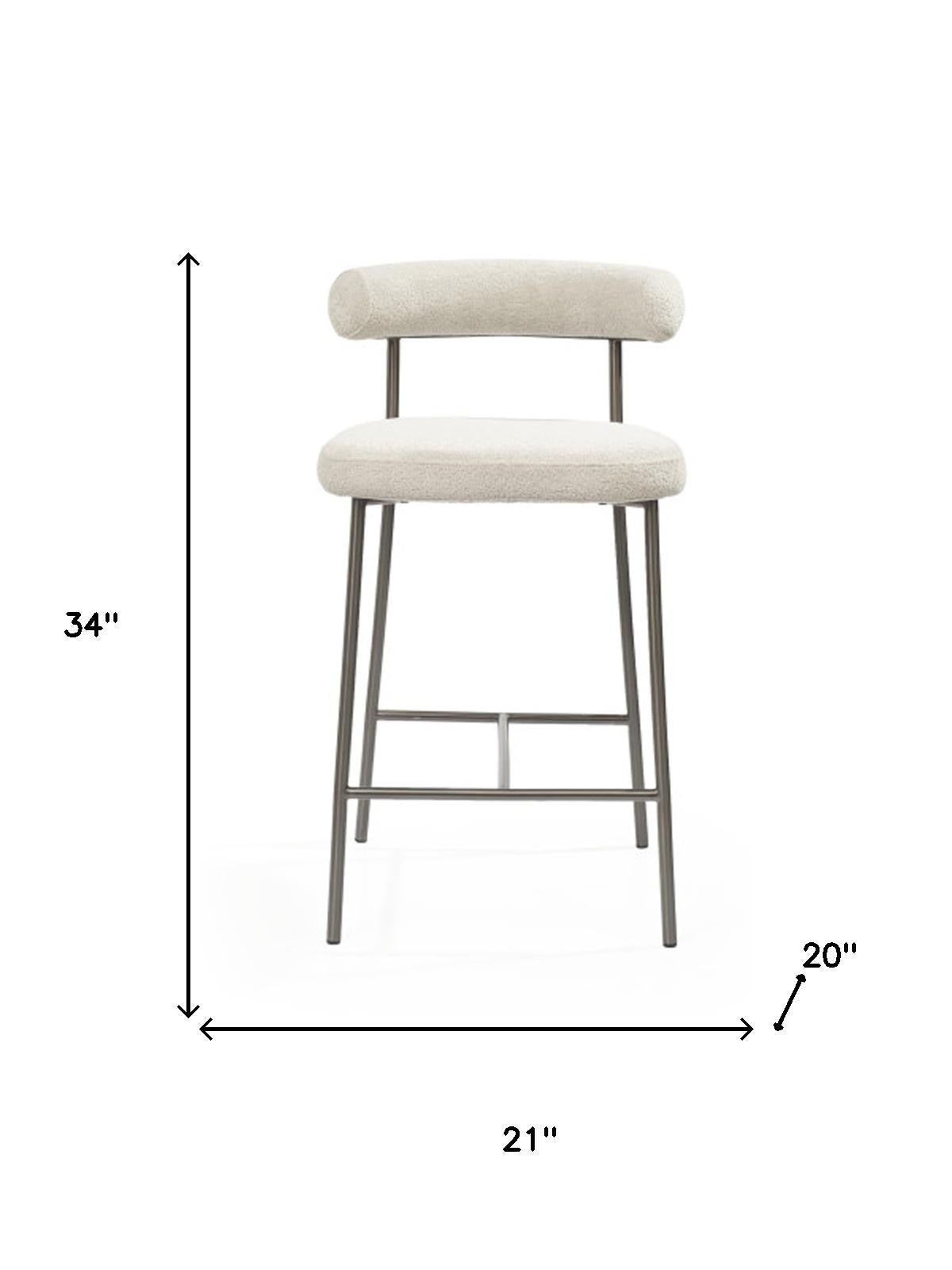26" Gray and Dark Gray Fabric Boucle and Steel Low Back Counter Height Bar Chair - GreatEagleInc