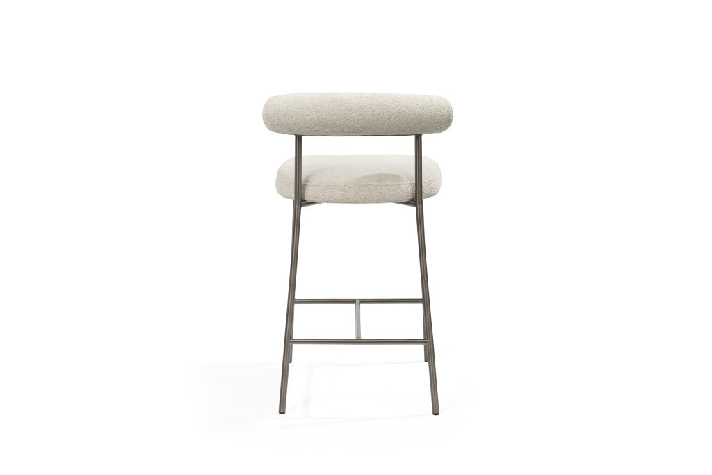 26" Gray and Dark Gray Fabric Boucle and Steel Low Back Counter Height Bar Chair - GreatEagleInc
