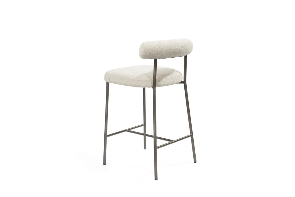 26" Gray and Dark Gray Fabric Boucle and Steel Low Back Counter Height Bar Chair - GreatEagleInc
