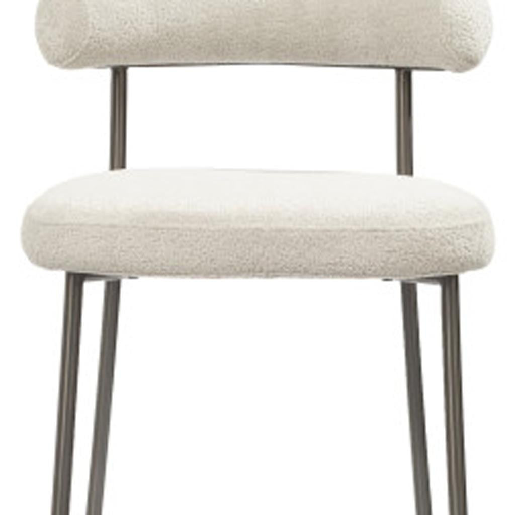26" Gray and Dark Gray Fabric Boucle and Steel Low Back Counter Height Bar Chair - GreatEagleInc