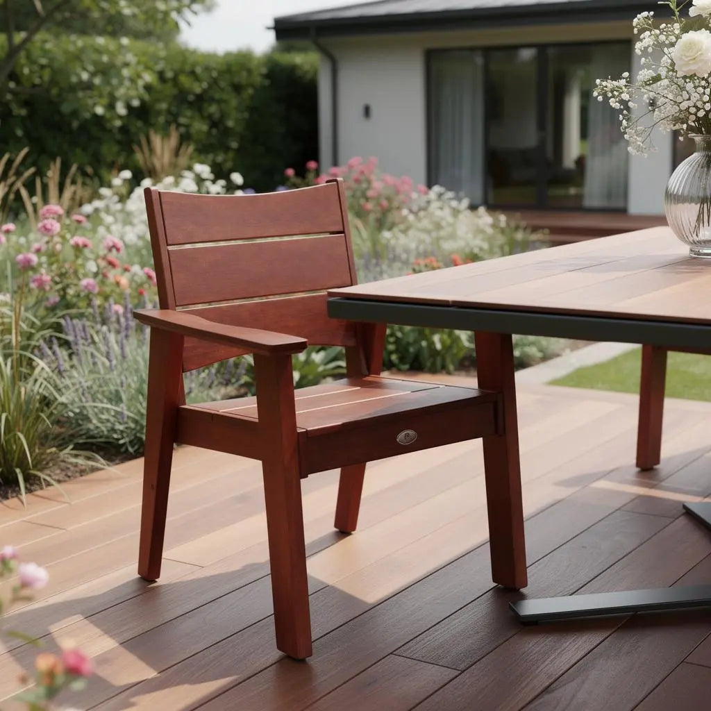 26" Mahogany Textured Heavy Duty Plastic Outdoor Dining Chair Homeroots Outdoor