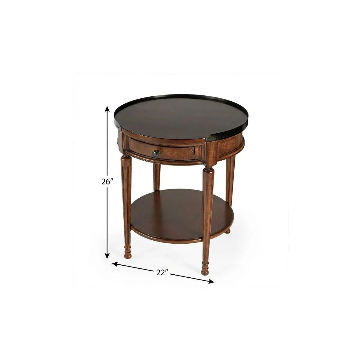 26" Medium Brown Manufactured Wood Round End Table With Drawer And Shelf Homeroots Living Room