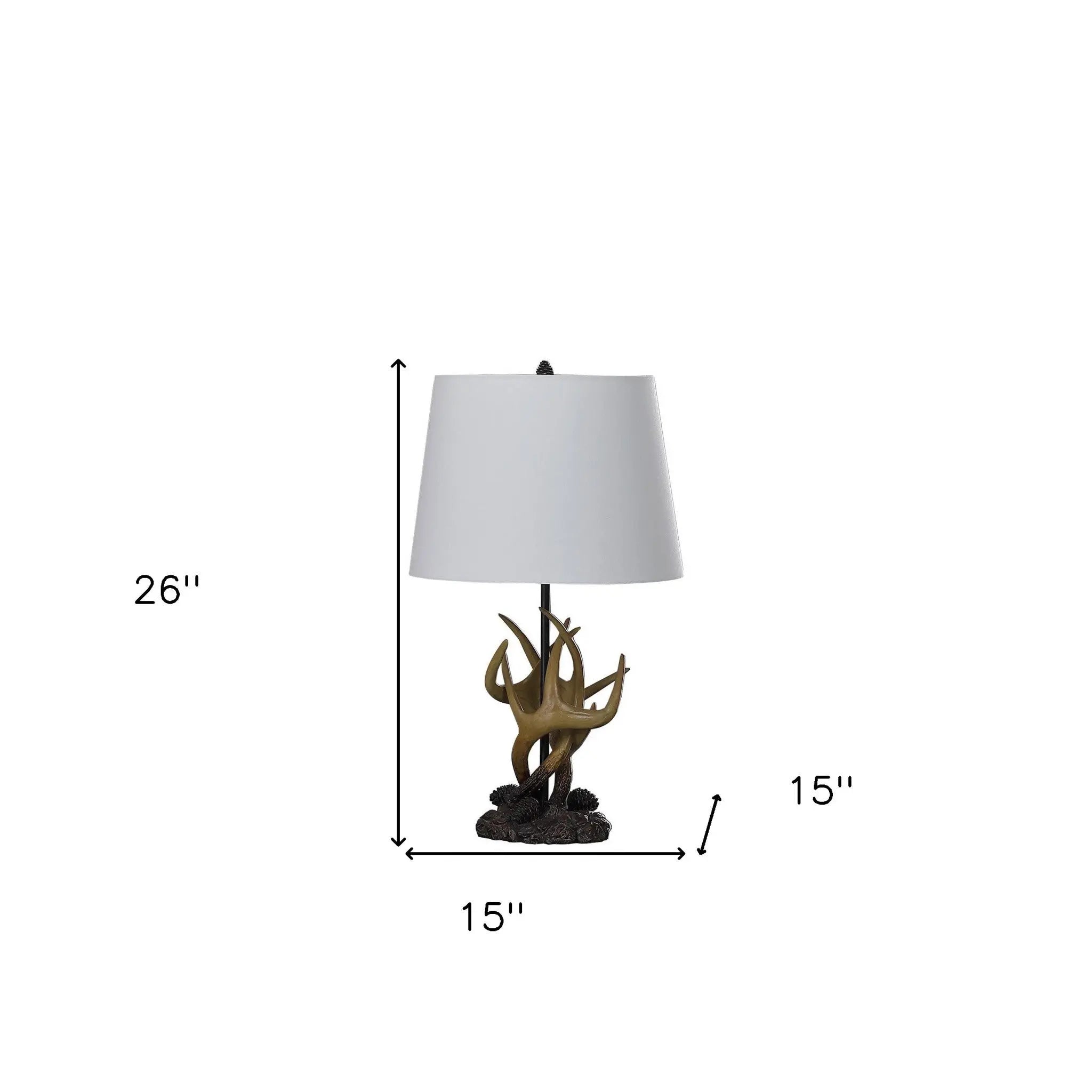 26" Natural And Brown Antlers Table Lamp With White Shade Homeroots Lighting