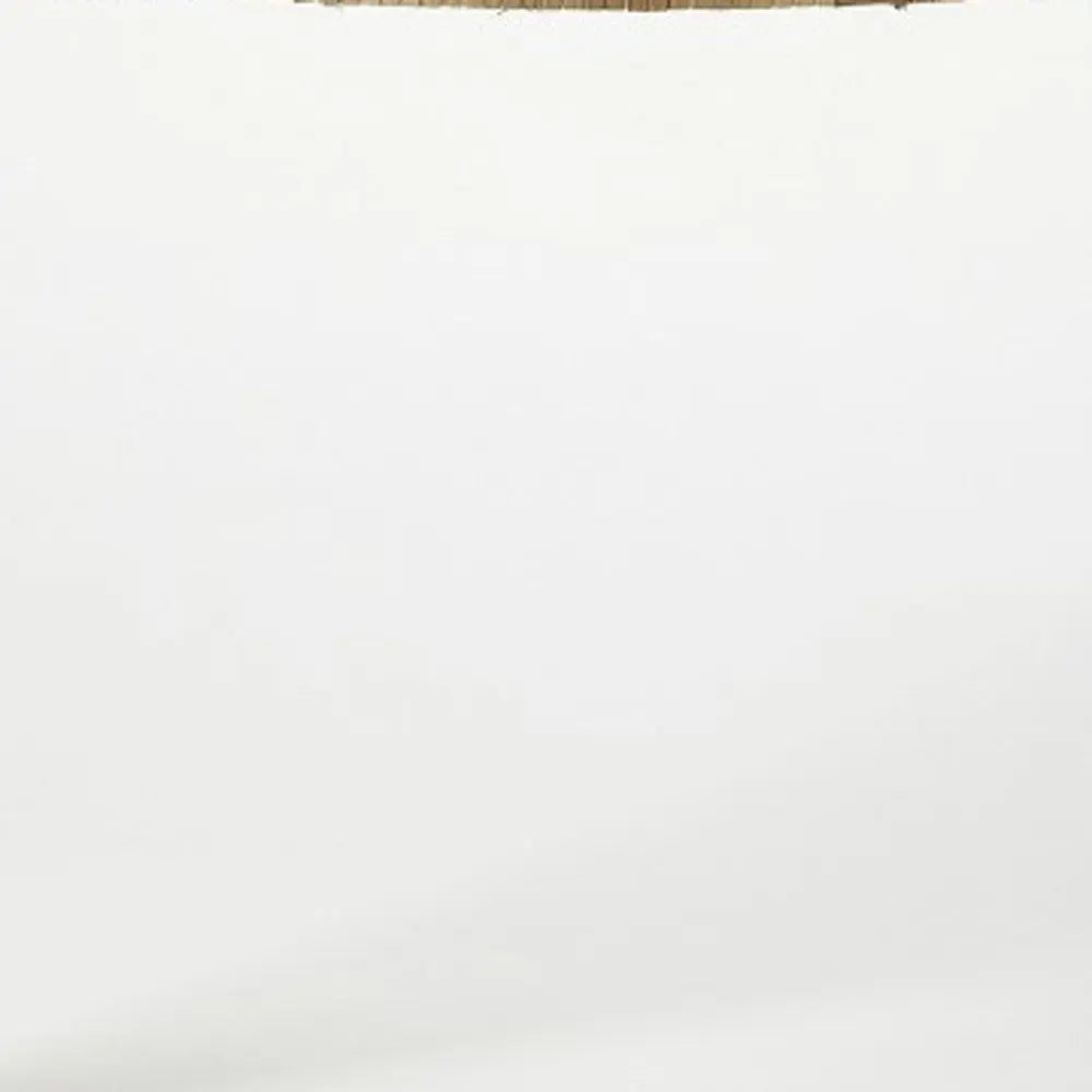 26" Natural and White Solid Wood Footstool Homeroots Living Room