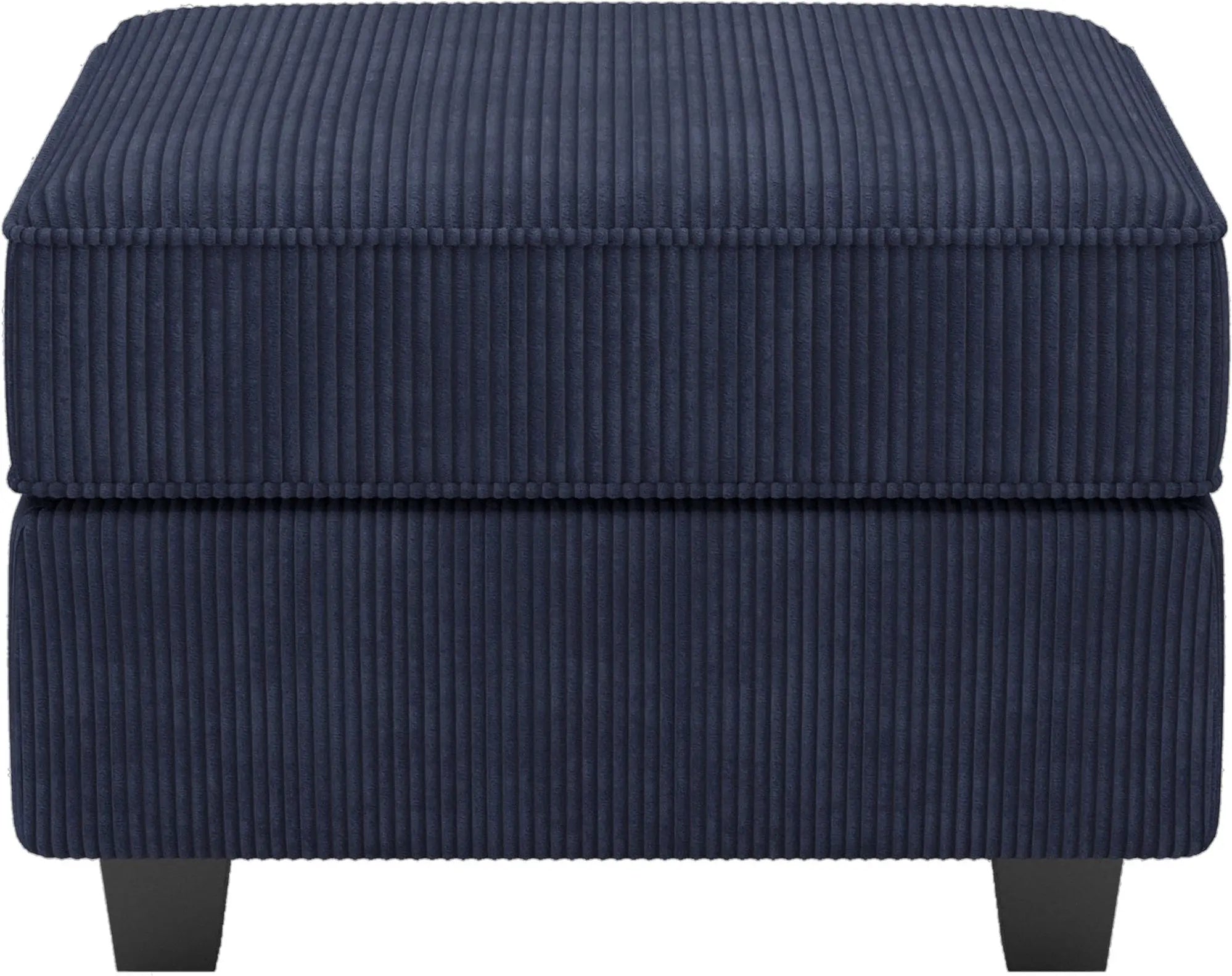 26" Navy Blue and Black Corduroy Storage Ottoman Homeroots Living Room