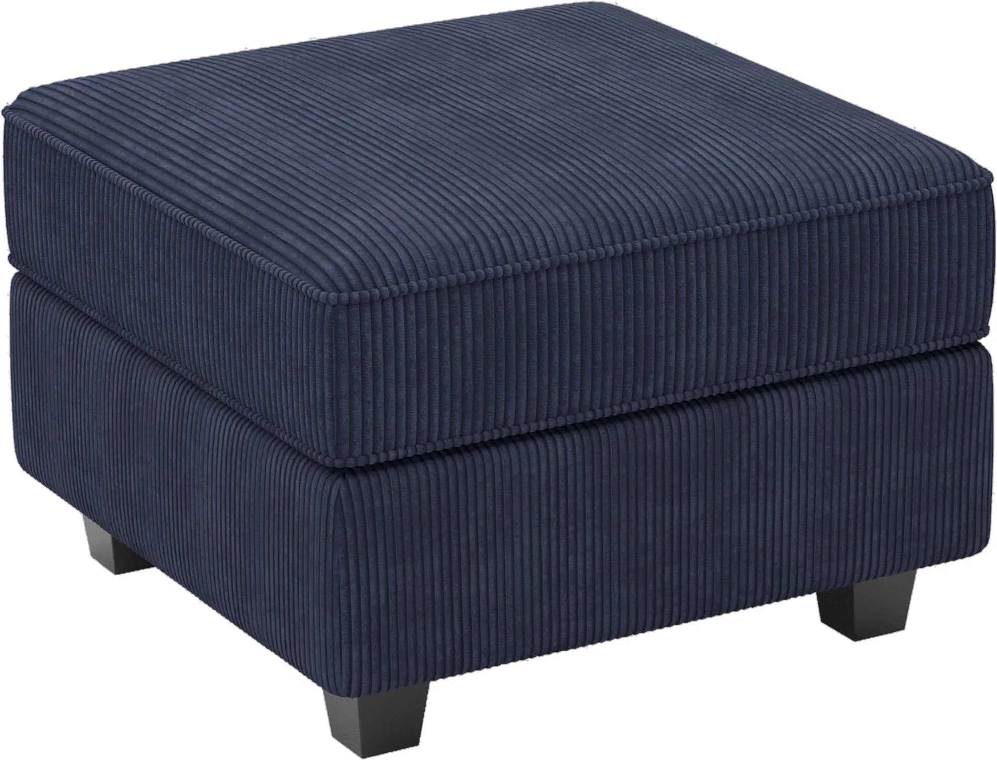 26" Navy Blue and Black Corduroy Storage Ottoman Homeroots Living Room