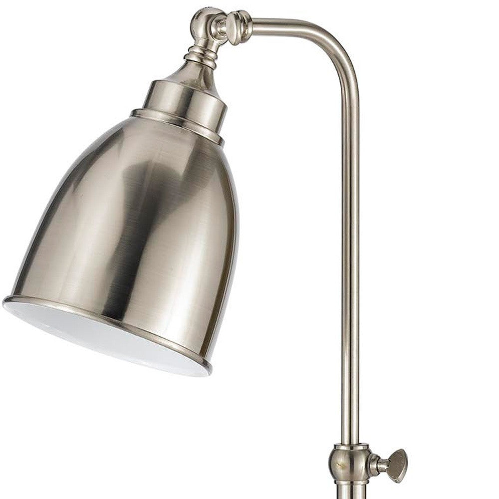 26" Nickel Metal Adjustable Table Lamp With Nickel Dome Shade - GreatEagleInc