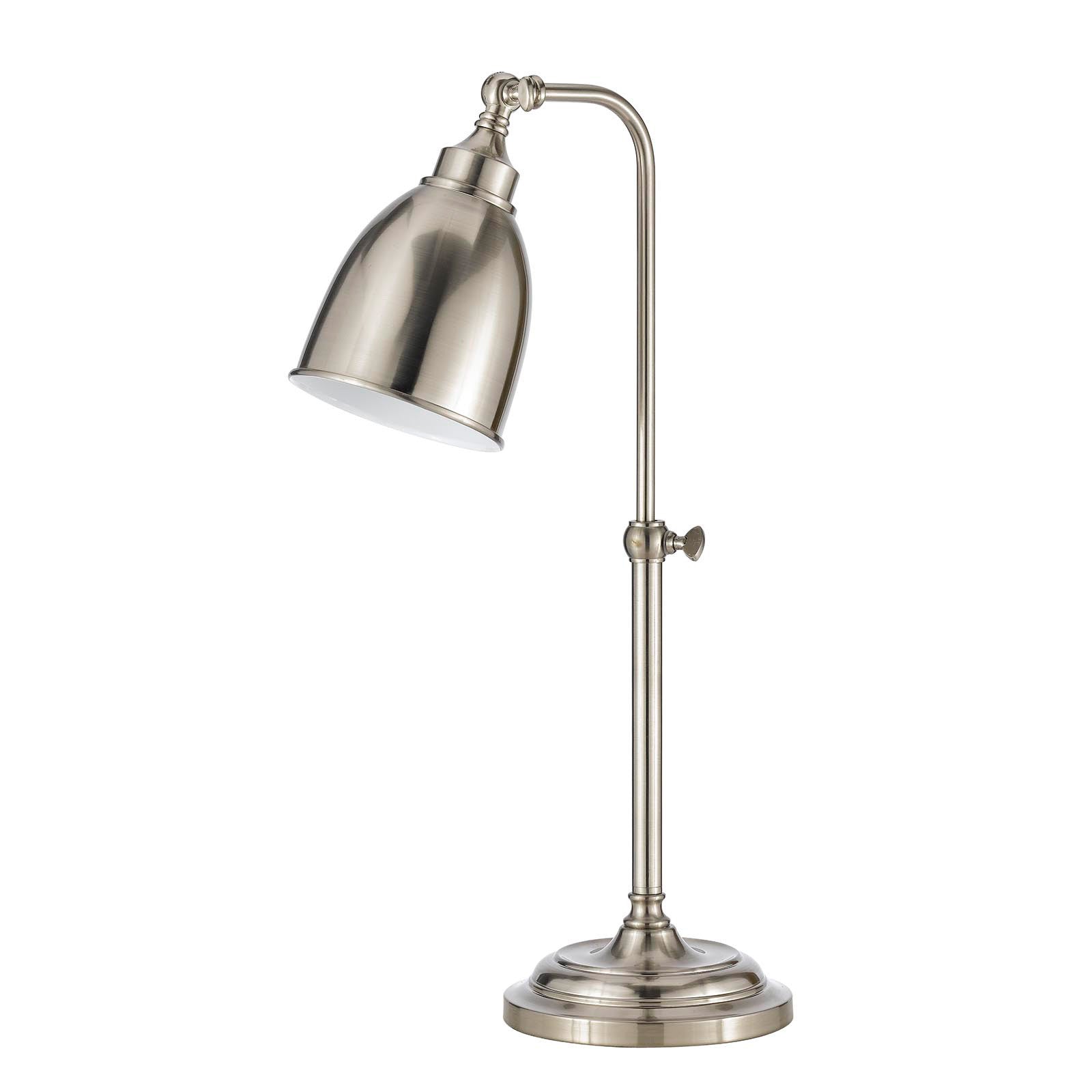 26" Nickel Metal Adjustable Table Lamp With Nickel Dome Shade - GreatEagleInc