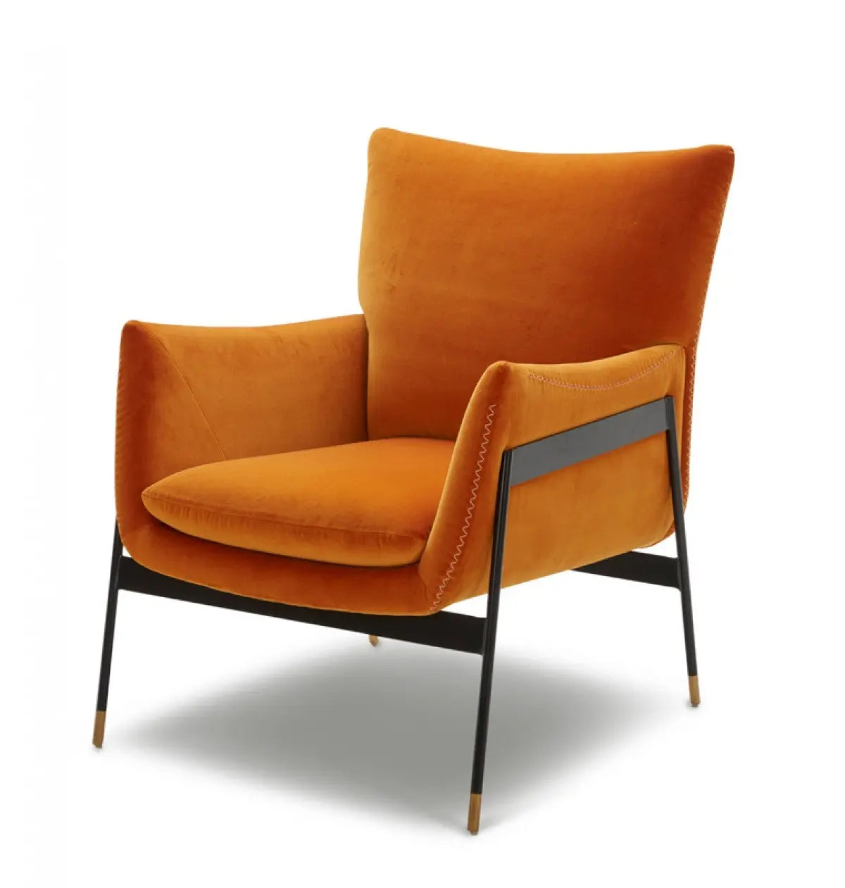 26" Orange And Black Velvet Wingback Chair Homeroots Living Room