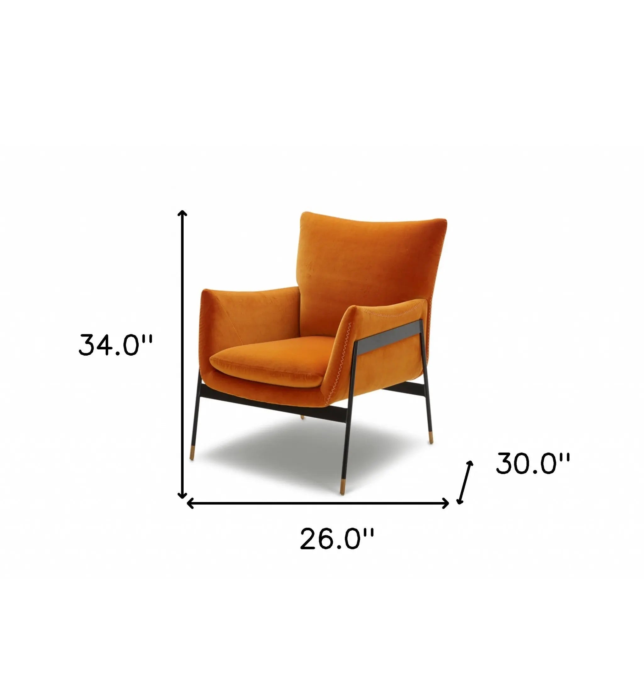 26" Orange And Black Velvet Wingback Chair Homeroots Living Room