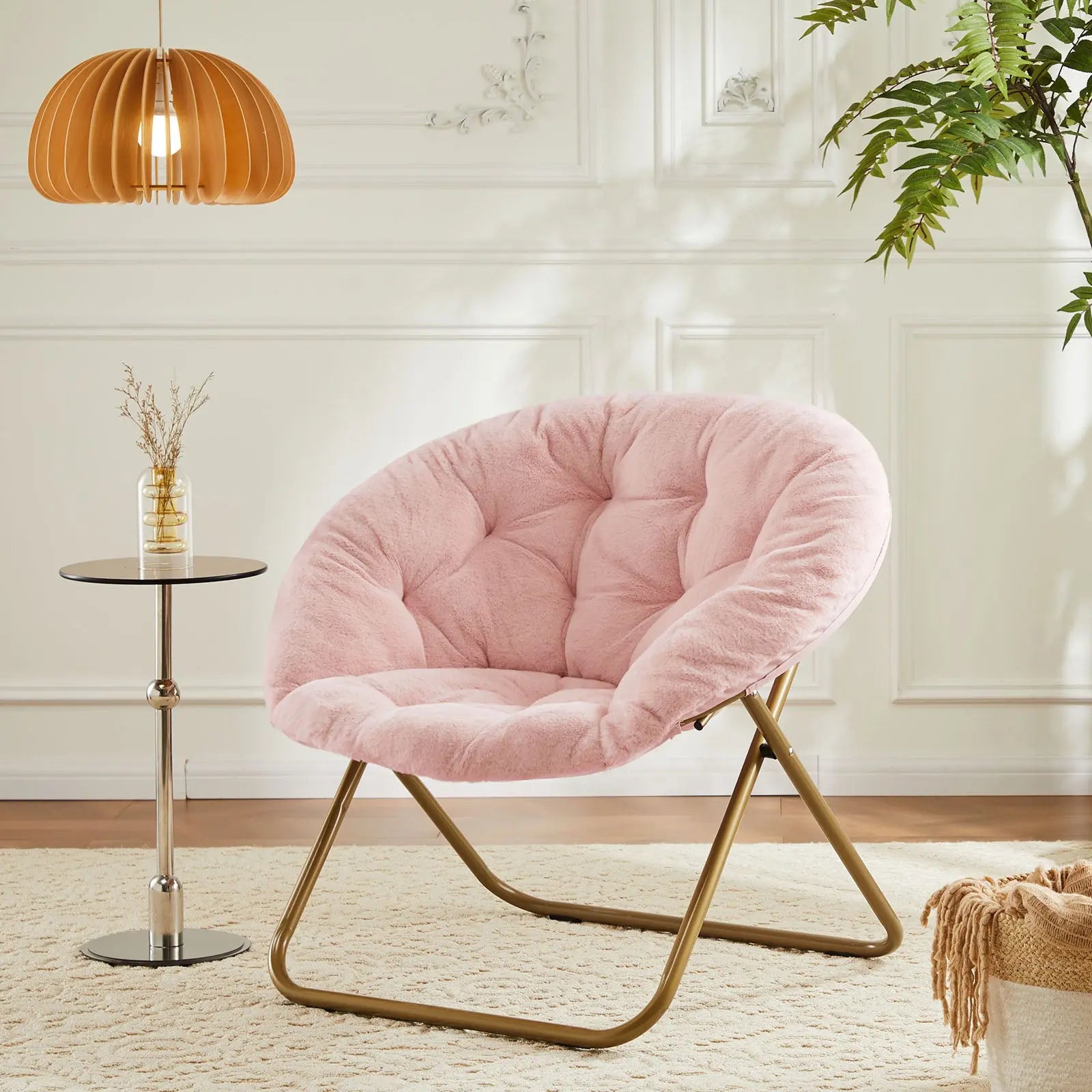 26" Pink and Brown Tufted Heavy Duty Plastic Lounge Chair - GreatEagleInc