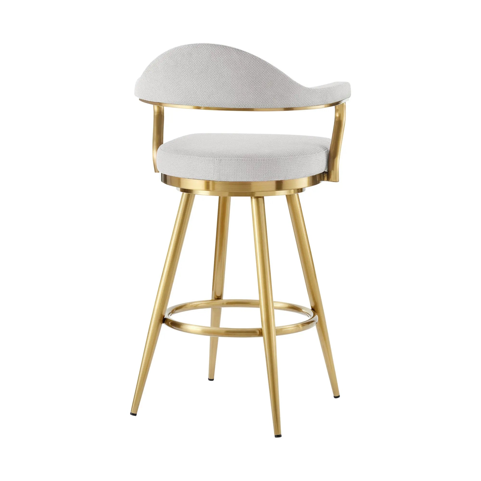 26" Silver and Gold Fabric and Stainless Steel Counter Height Swivel Bar Chair Homeroots Living Room