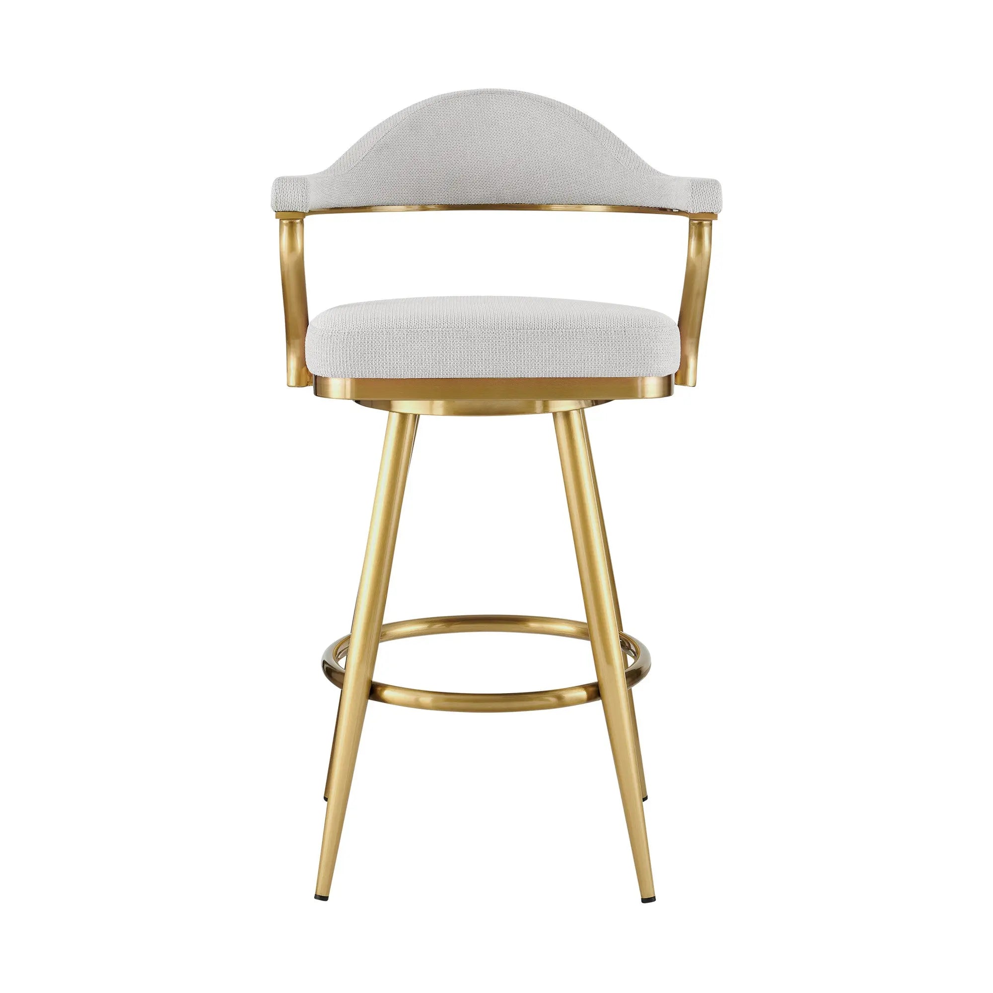 26" Silver and Gold Fabric and Stainless Steel Counter Height Swivel Bar Chair Homeroots Living Room