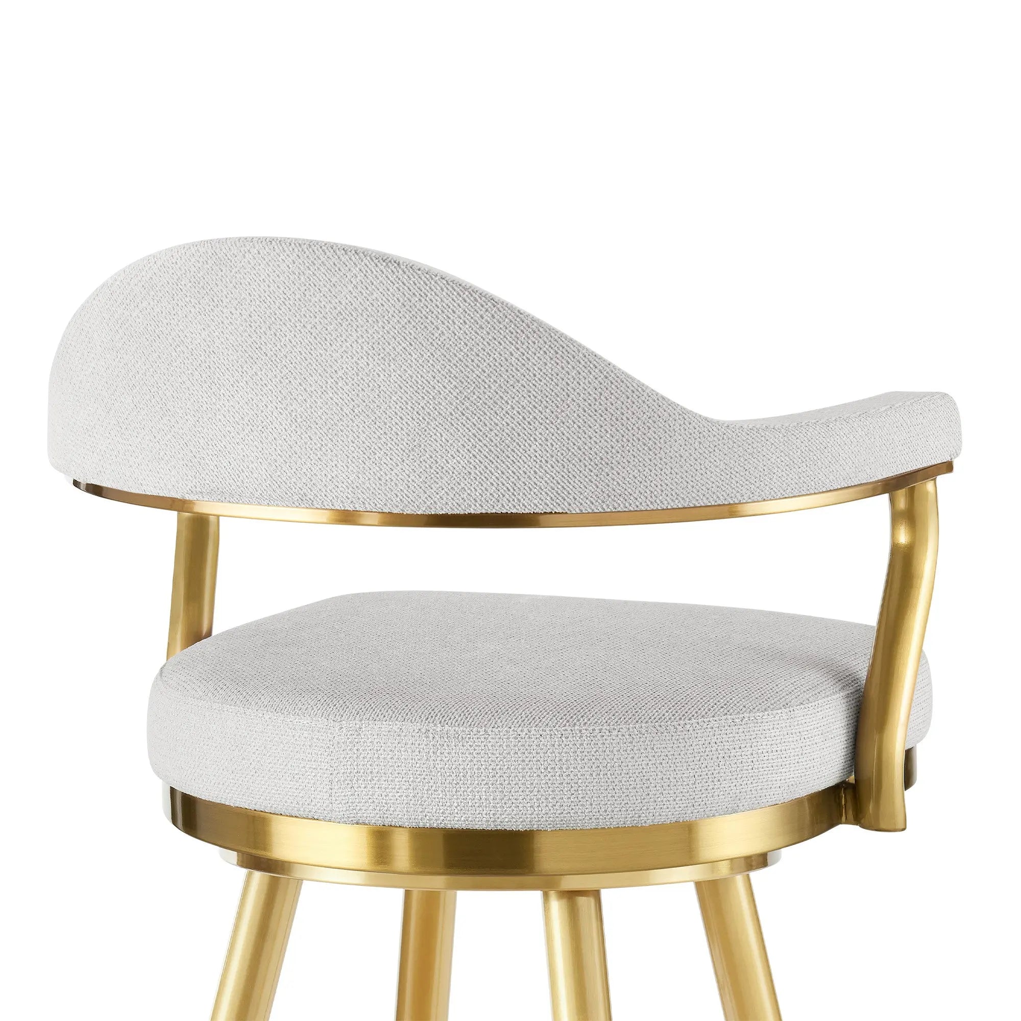 26" Silver and Gold Fabric and Stainless Steel Counter Height Swivel Bar Chair Homeroots Living Room