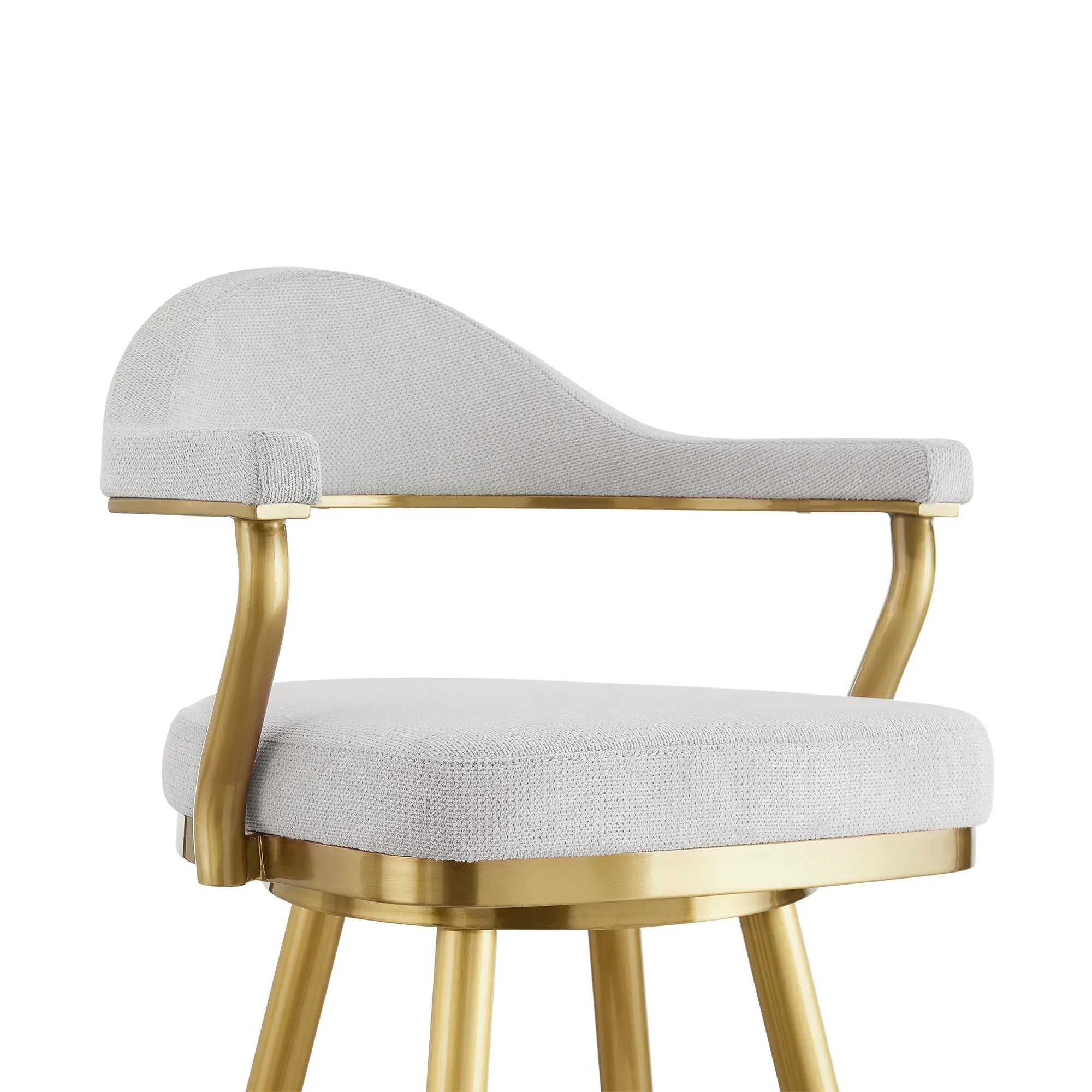 26" Silver and Gold Fabric and Stainless Steel Counter Height Swivel Bar Chair Homeroots Living Room