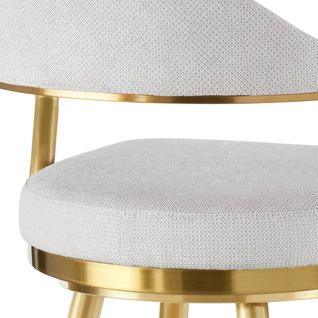26" Silver and Gold Fabric and Stainless Steel Counter Height Swivel Bar Chair Homeroots Living Room