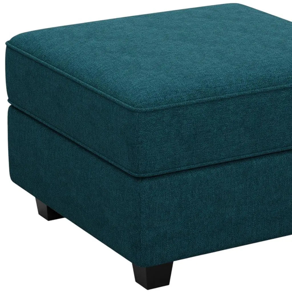 26" Teal Blue and Black Solid Wood and Microfiber Storage Ottoman Homeroots Living Room