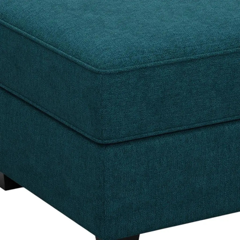 26" Teal Blue and Black Solid Wood and Microfiber Storage Ottoman Homeroots Living Room