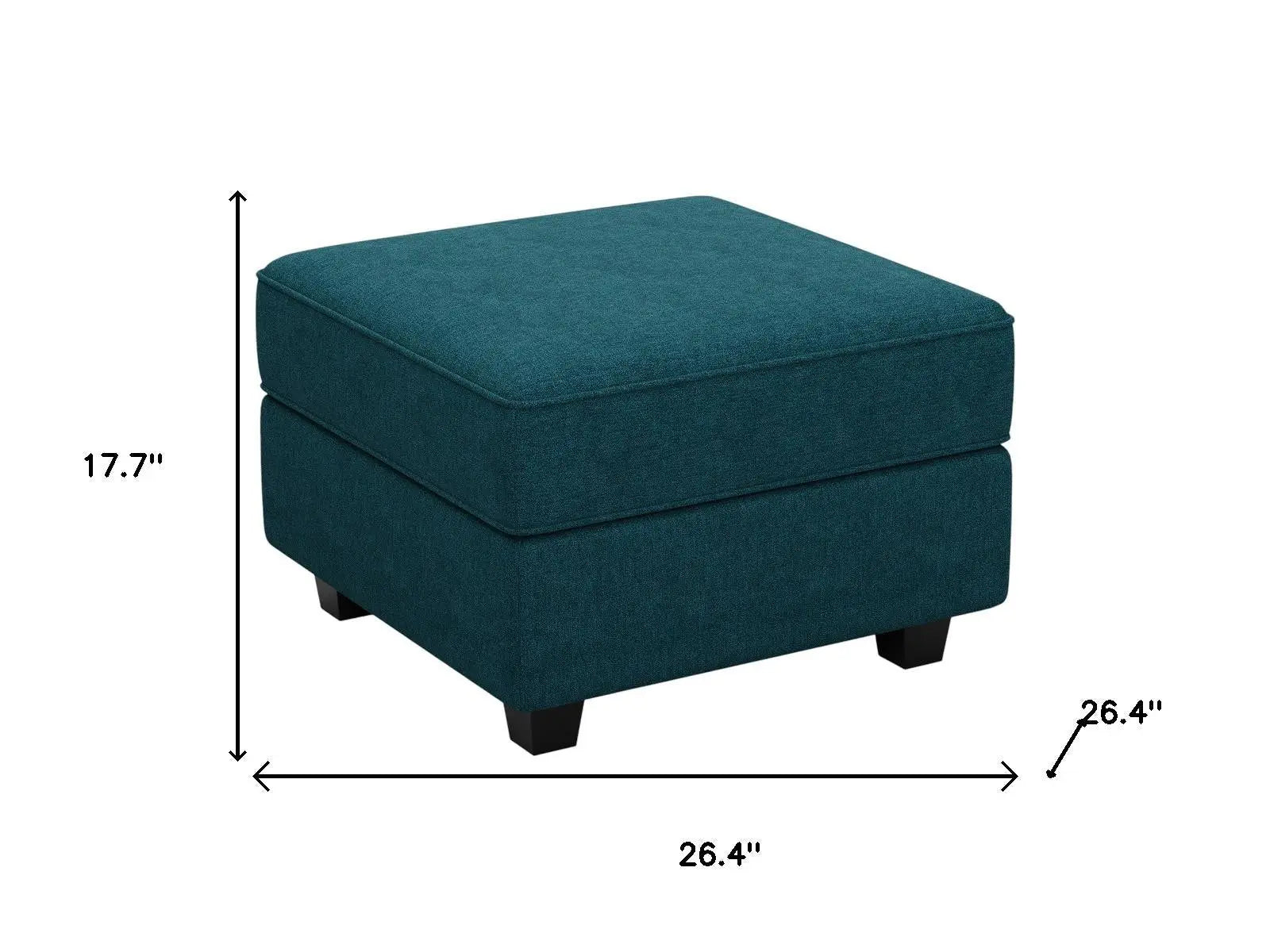 26" Teal Blue and Black Solid Wood and Microfiber Storage Ottoman Homeroots Living Room