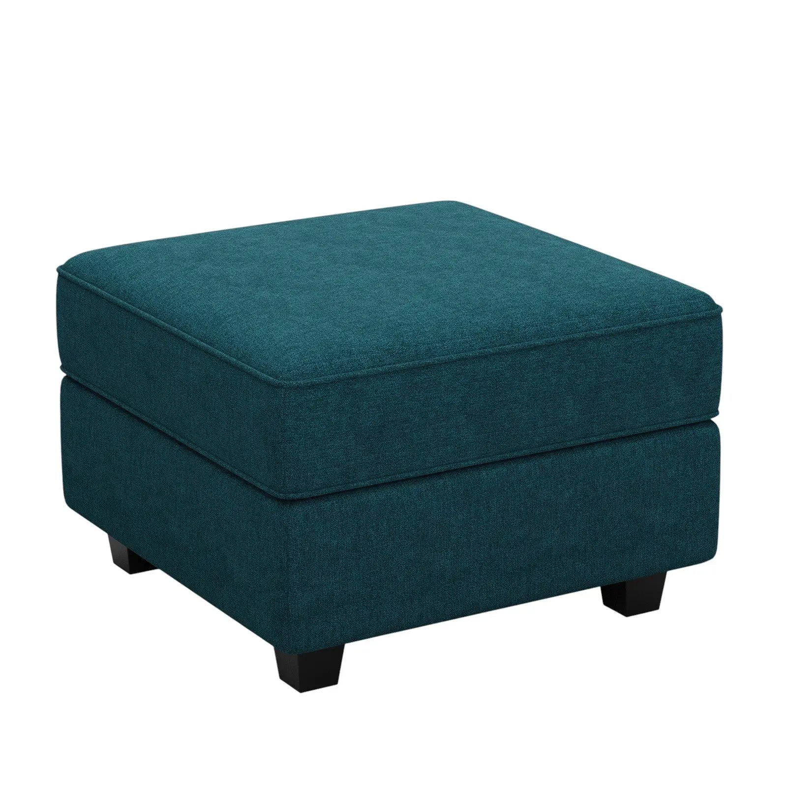 26" Teal Blue and Black Solid Wood and Microfiber Storage Ottoman Homeroots Living Room