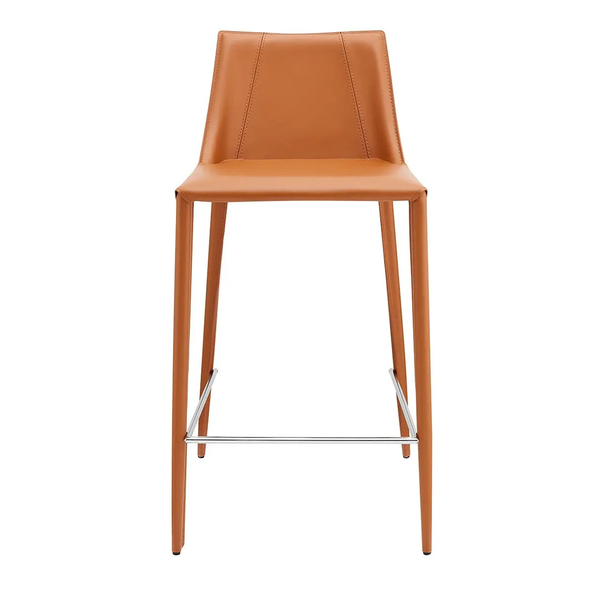 26" Terra Cotta Faux Leather And Steel Low Back Counter Height Bar Chair Homeroots Living Room