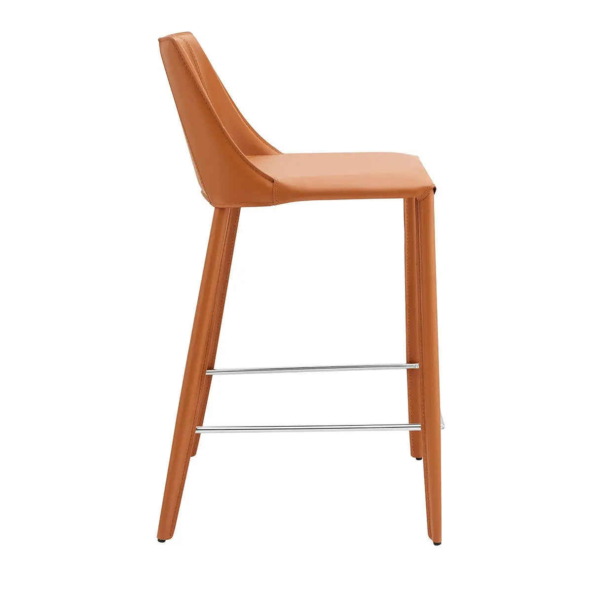26" Terra Cotta Faux Leather And Steel Low Back Counter Height Bar Chair Homeroots Living Room