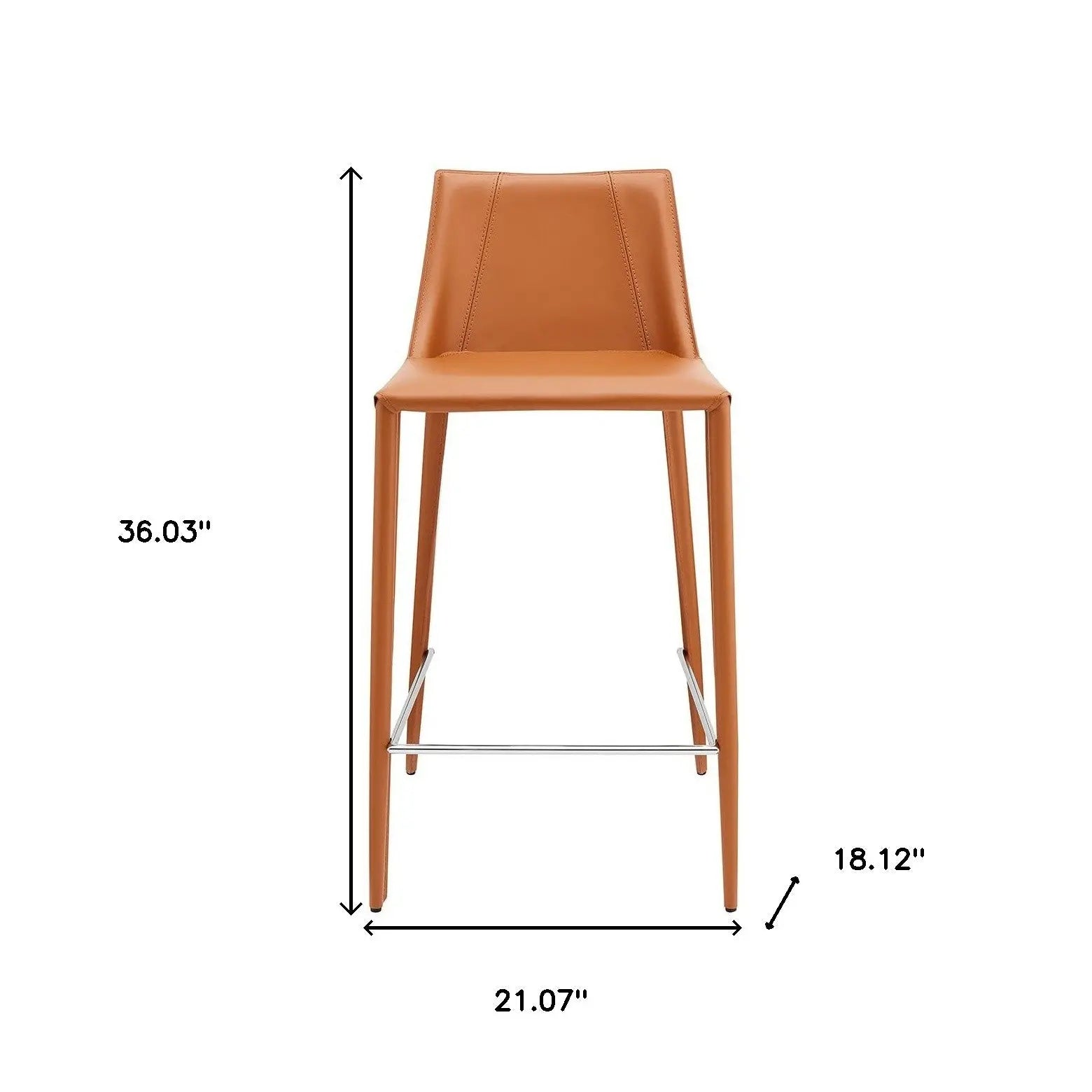 26" Terra Cotta Faux Leather And Steel Low Back Counter Height Bar Chair Homeroots Living Room