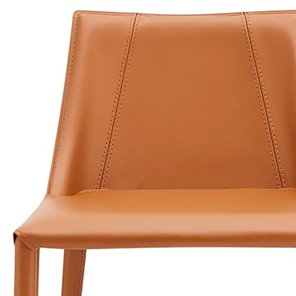 26" Terra Cotta Faux Leather And Steel Low Back Counter Height Bar Chair Homeroots Living Room