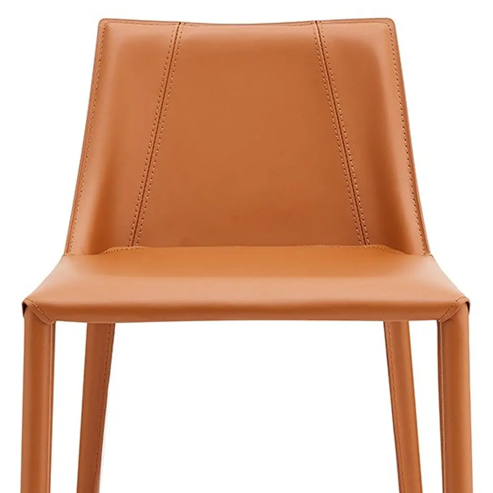 26" Terra Cotta Faux Leather And Steel Low Back Counter Height Bar Chair Homeroots Living Room