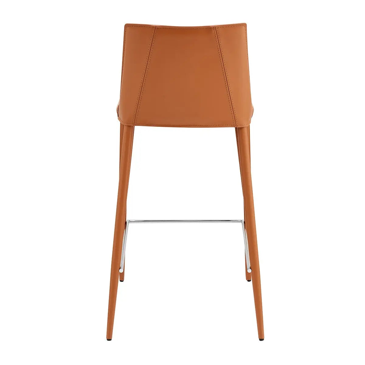 26" Terra Cotta Faux Leather And Steel Low Back Counter Height Bar Chair Homeroots Living Room